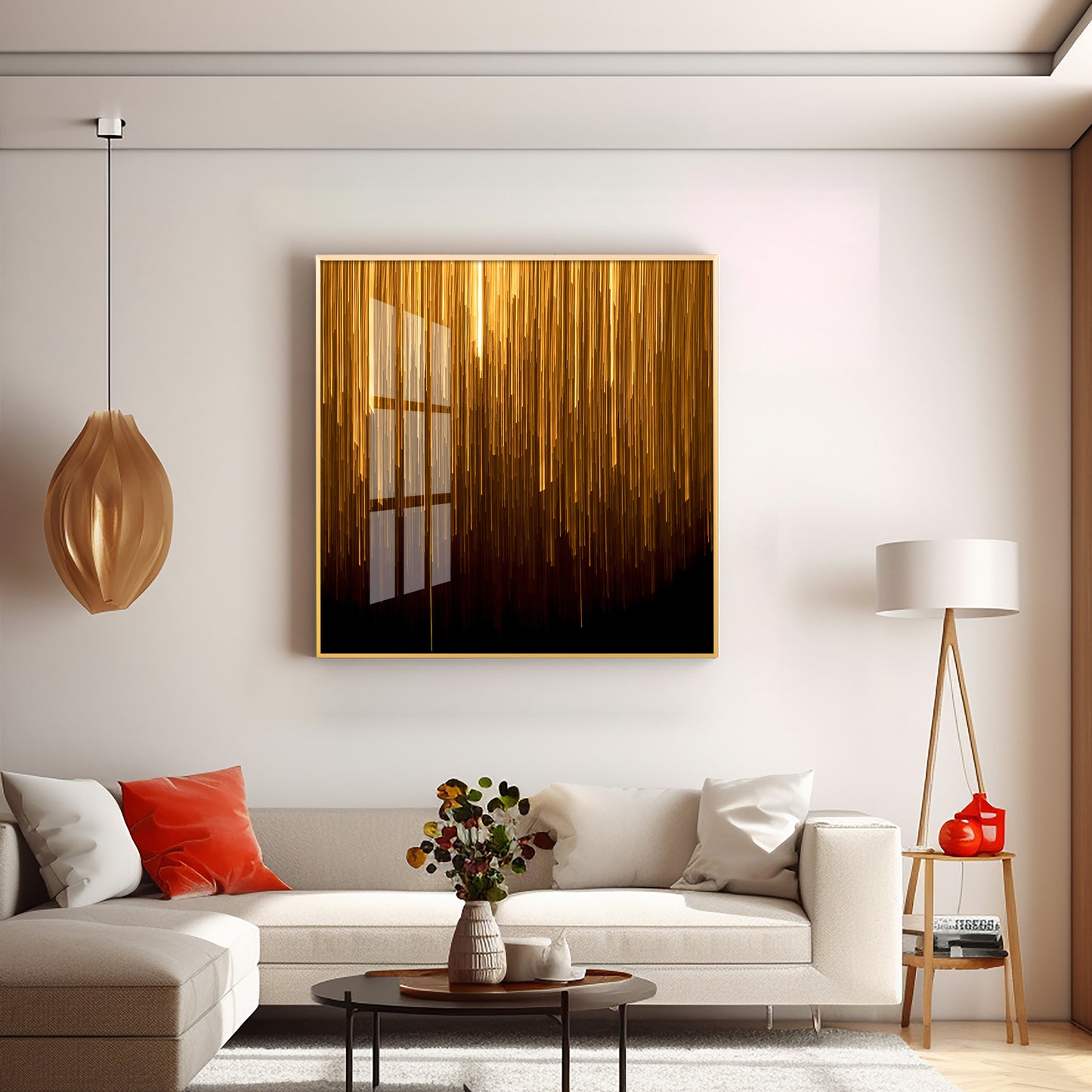 Art Ink Gold Living Room Premium Acrylic Square Wall Art