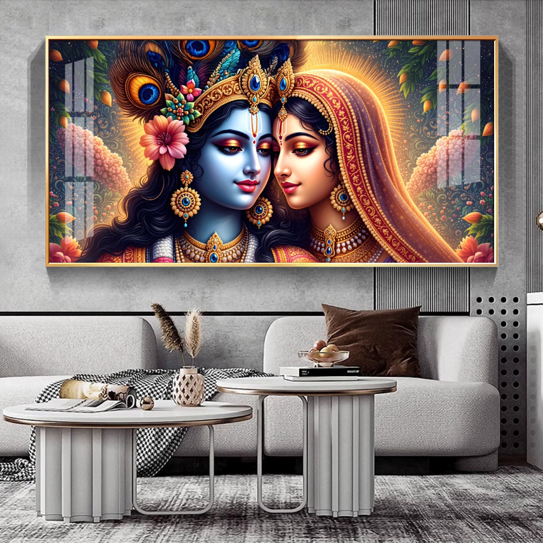 Timeless Bond Of Krishna Radha Premium Acrylic Horizontal Wall Art