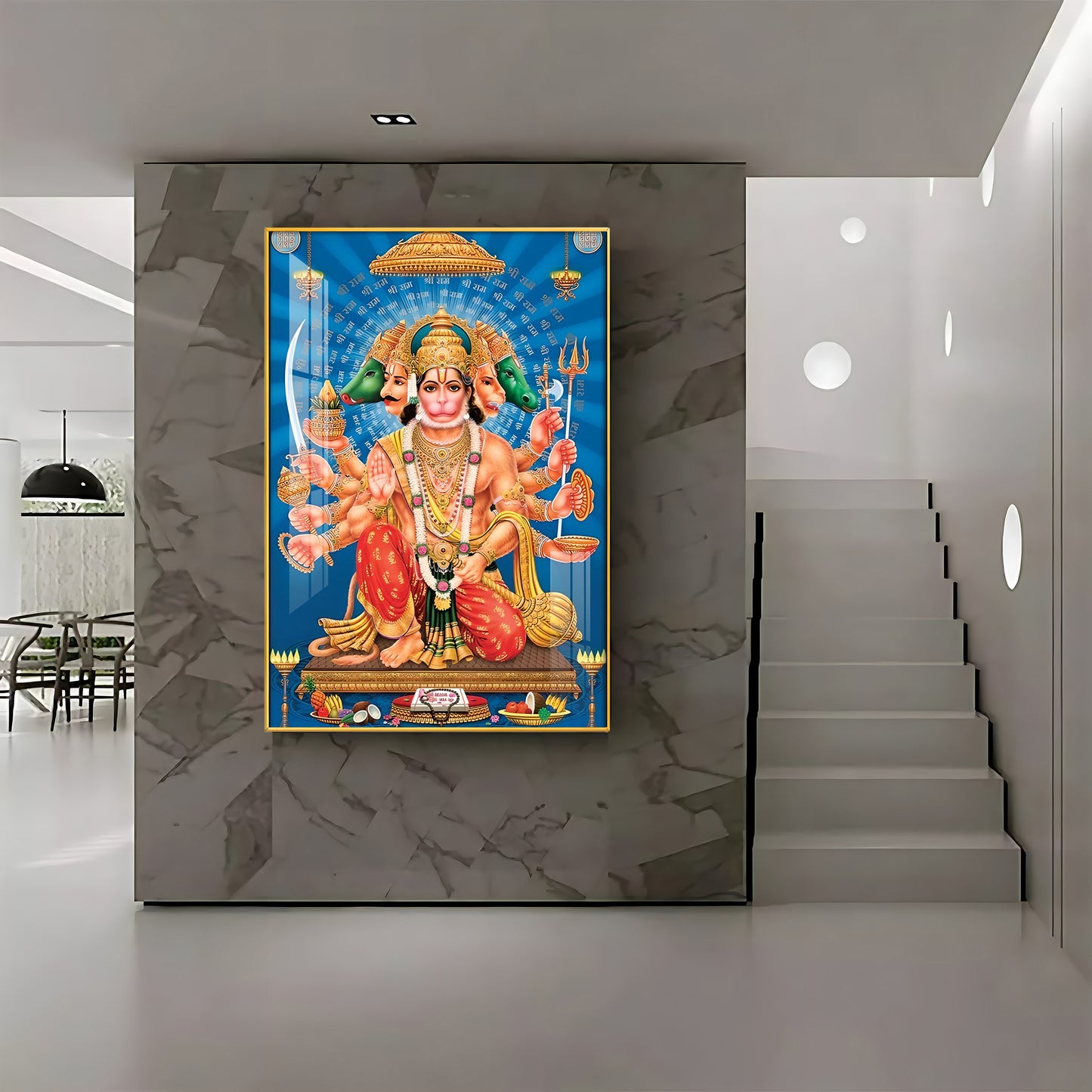 Panchmukhi Hanuman Premium Acrylic Vertical Wall Art