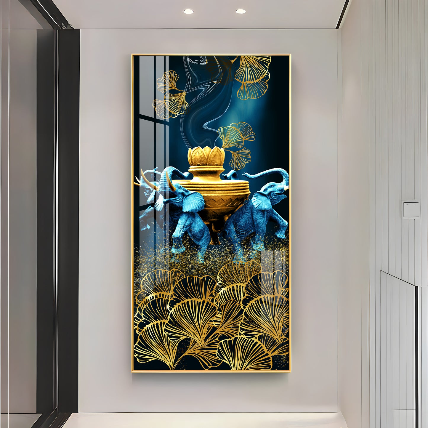 Elephant & Leaf Premium Acrylic Vertical Wall Art