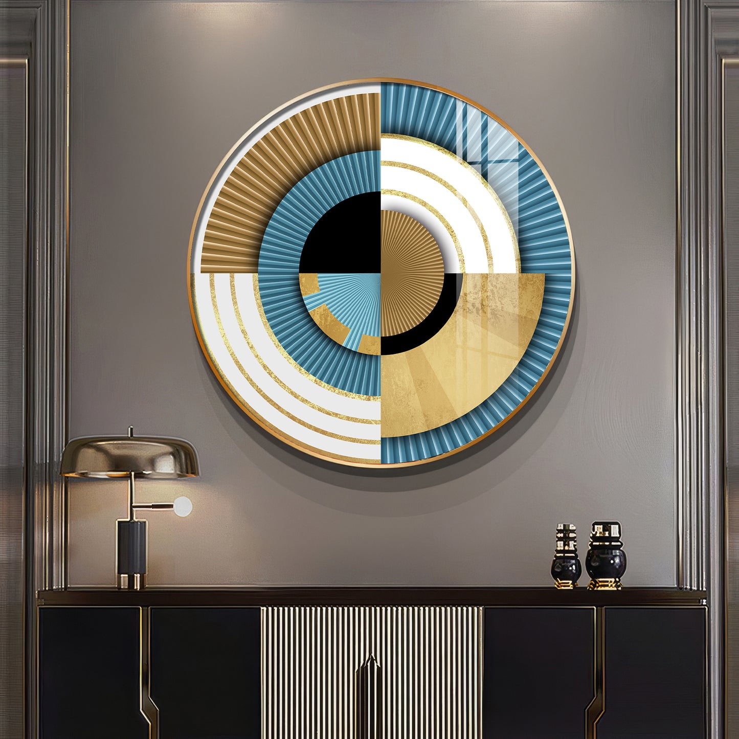 Luxe Waves Premium Acrylic Round Wall Art