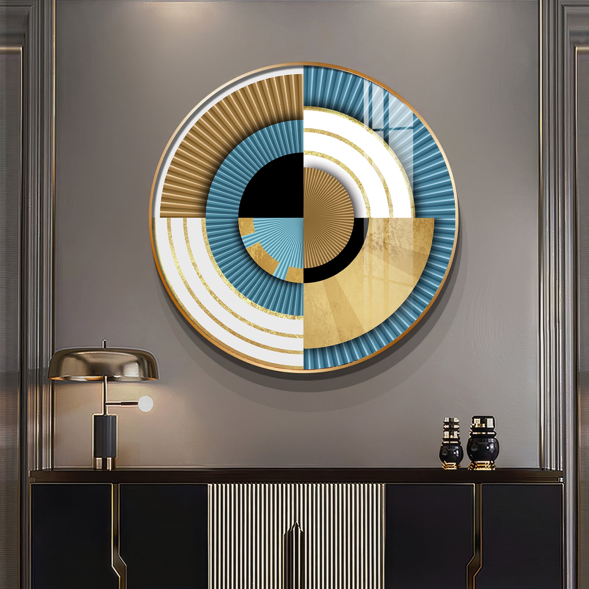 Luxe Waves Premium Acrylic Round Wall Art