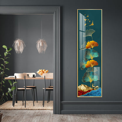 Two Deer On Ginkgo Leaf Vertical Premium Acrylic Vertical Wall Art