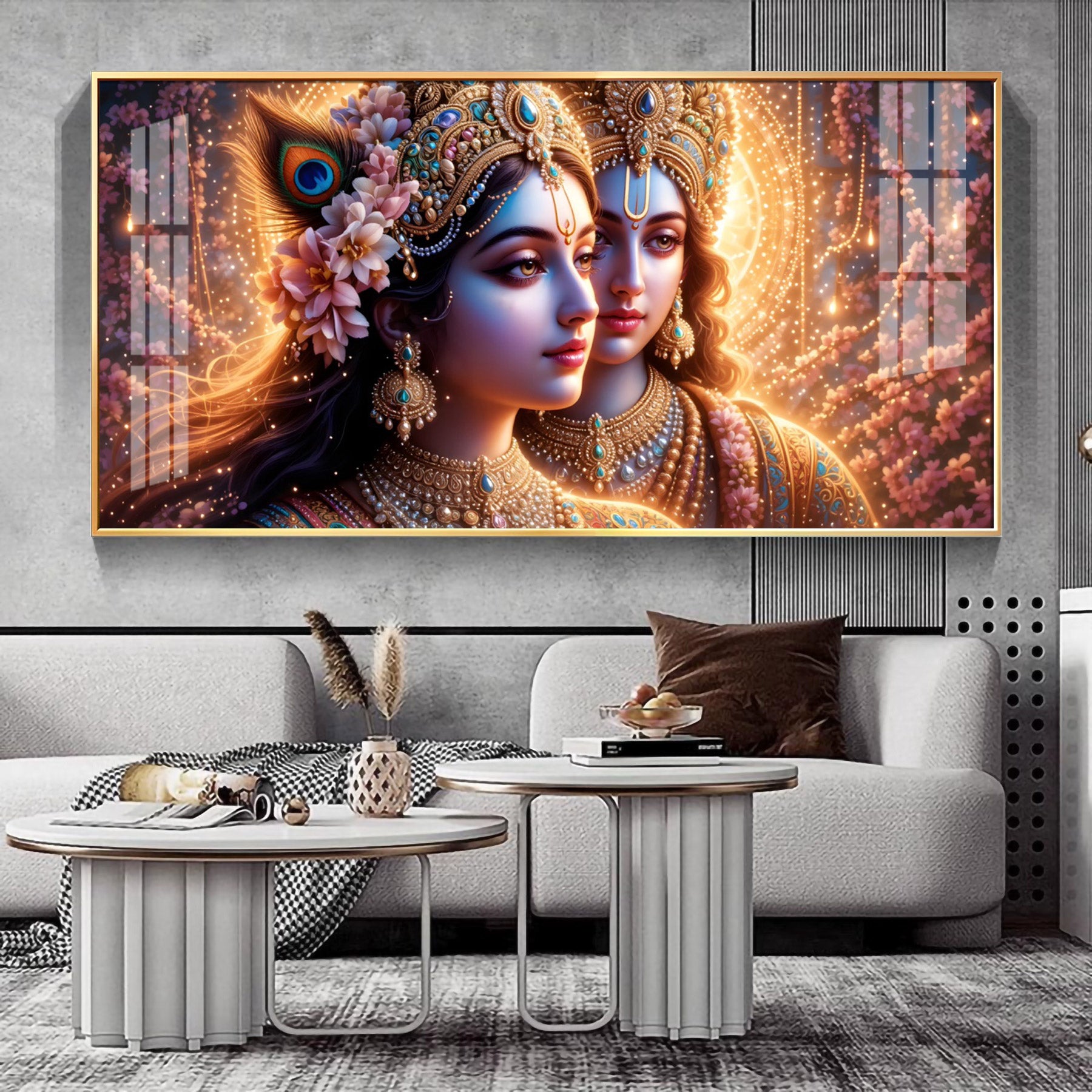 Portrait Of Radha Krishna Connection Premium Acrylic Horizontal Wall Art