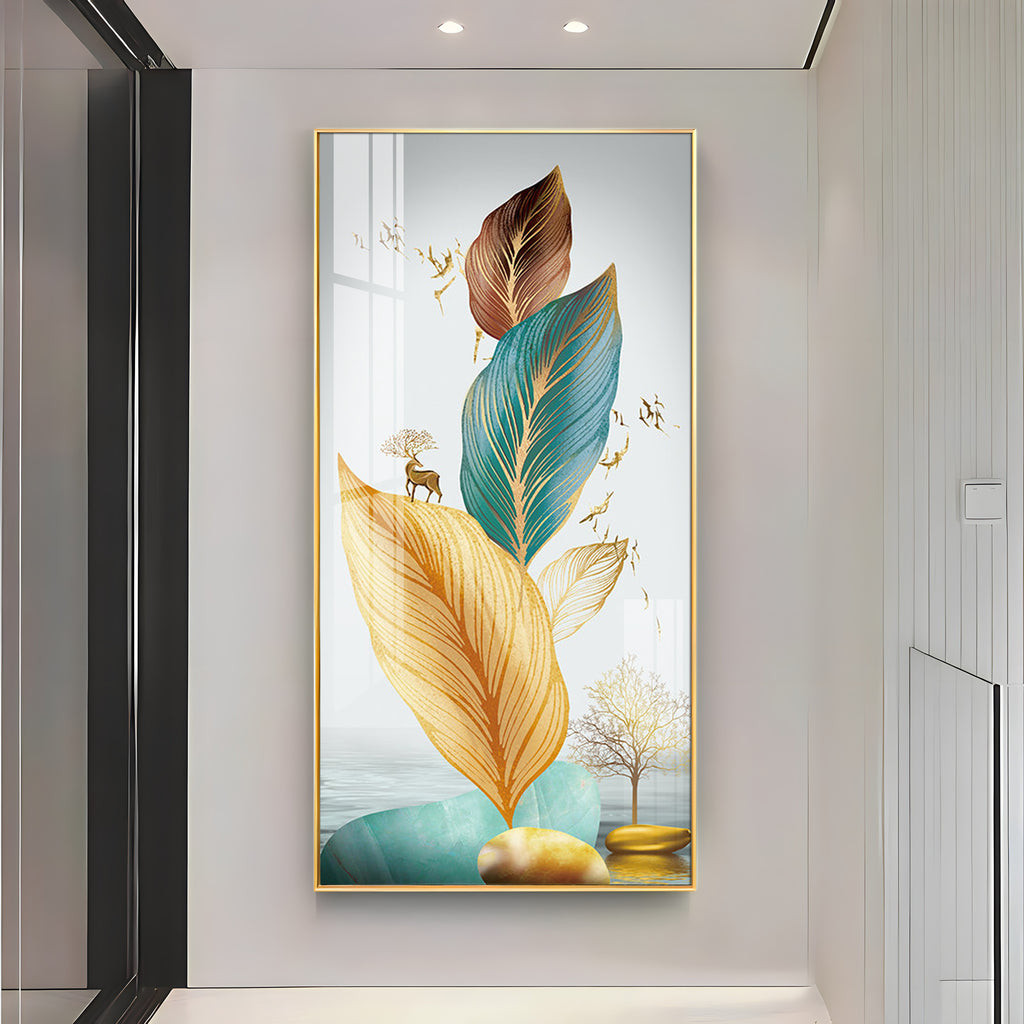 Colorful Feathers Premium Acrylic Vertical Wall Art