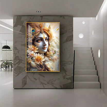 Krishna Bhakti Premium Acrylic Vertical Wall Art