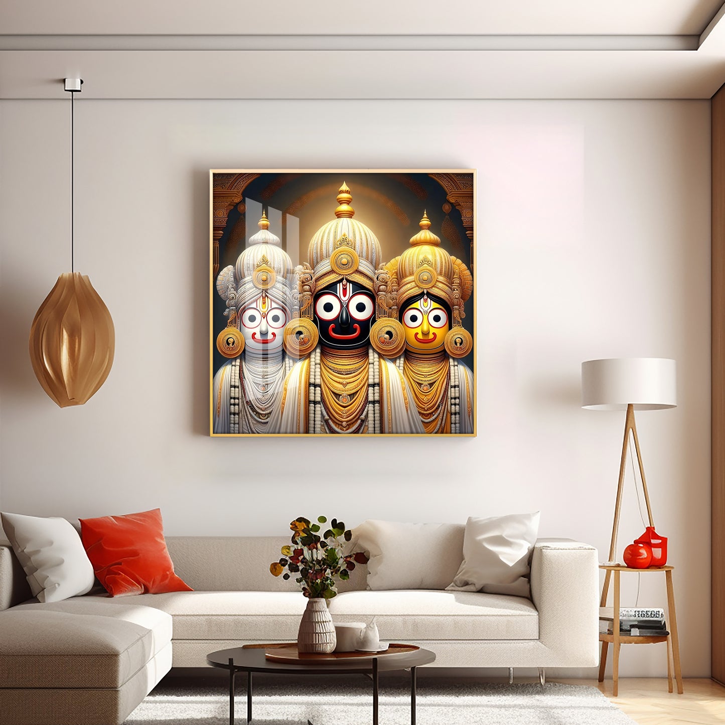 Lord Jagannath Balabhadra And Subhadra Premium Acrylic Square Wall Art