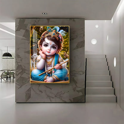 Little Krishna Reverberations Premium Vertical Acrylic Wall Art