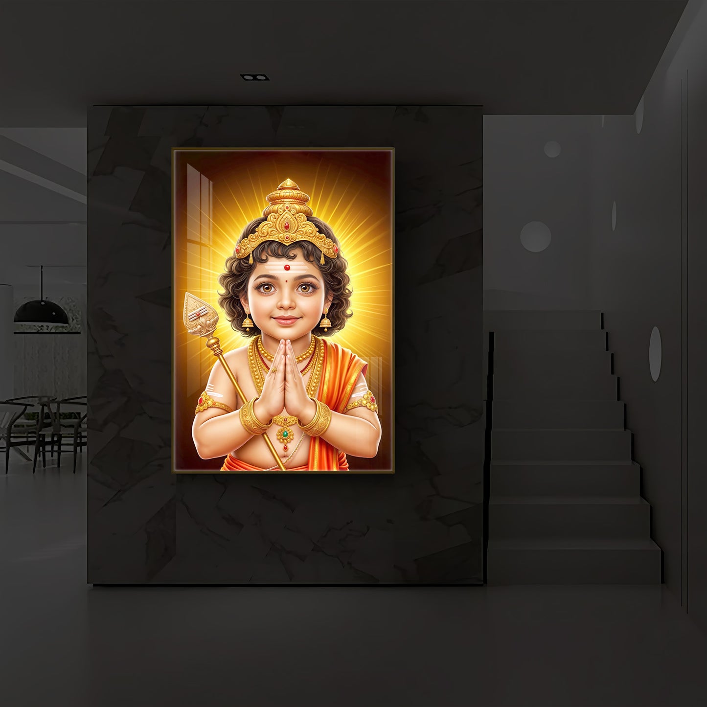 Murugan Ji Balroop Modern Luxury Backlight Vertical Wall Art
