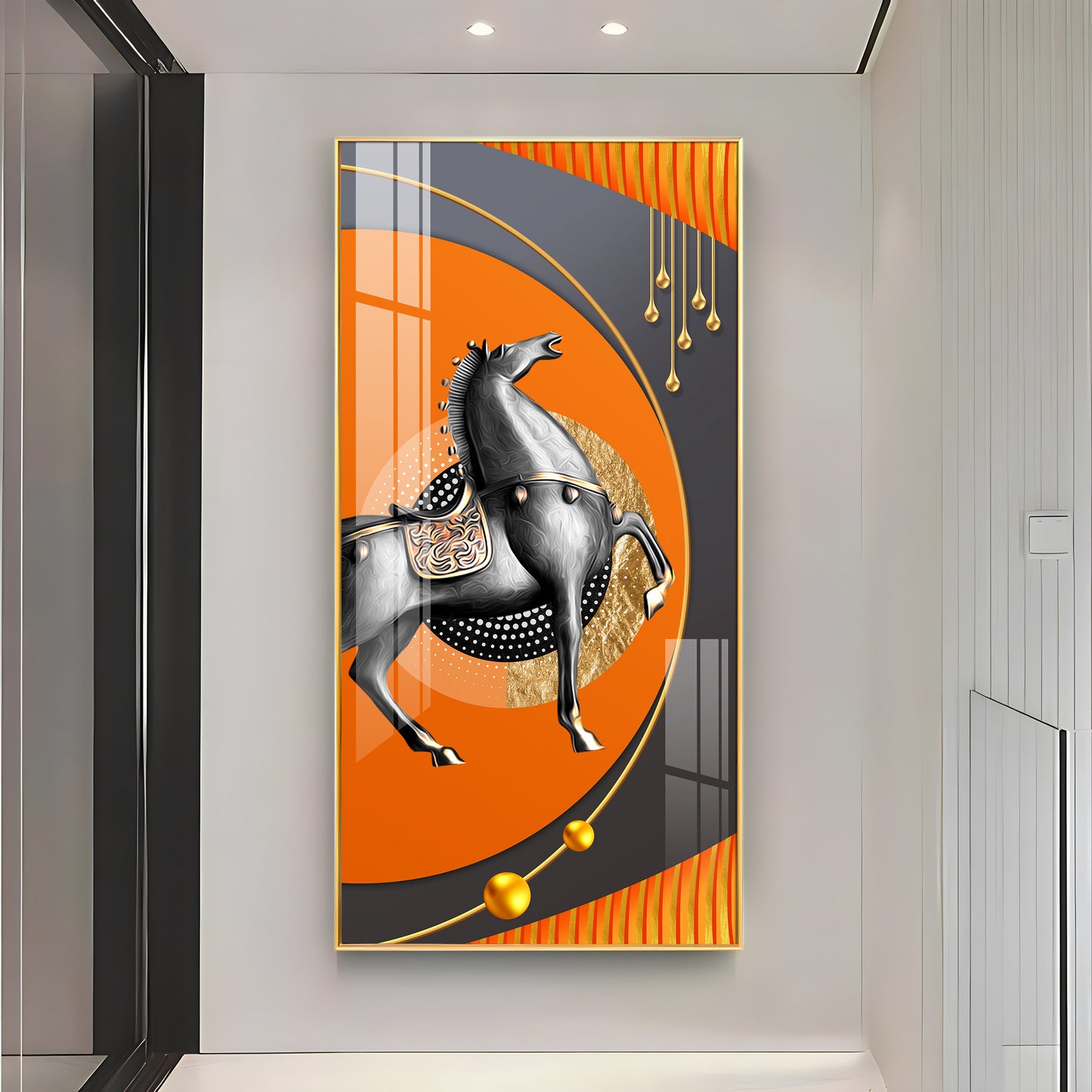 Black Warrior Horse Premium Acrylic Vertical Wall Art