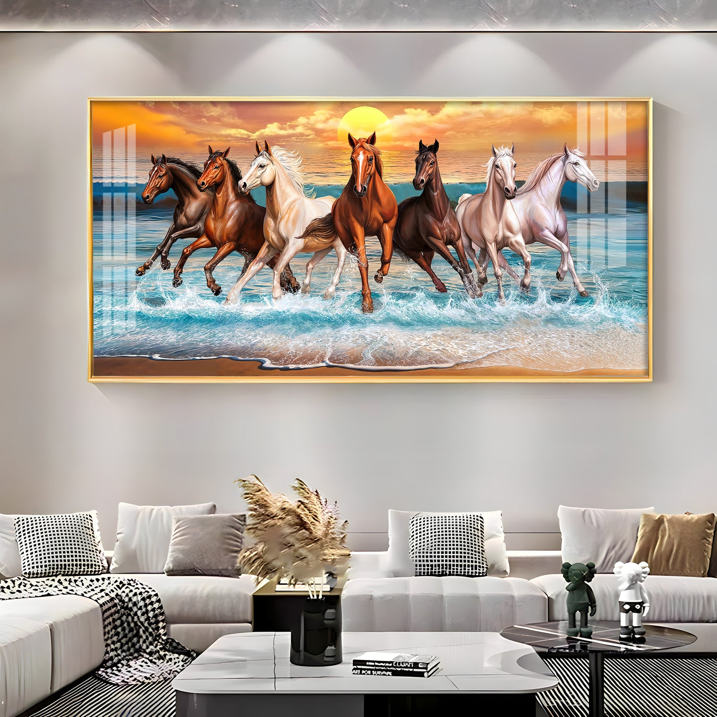 Seven Horses Running Premium Acrylic Horizontal Wall Art