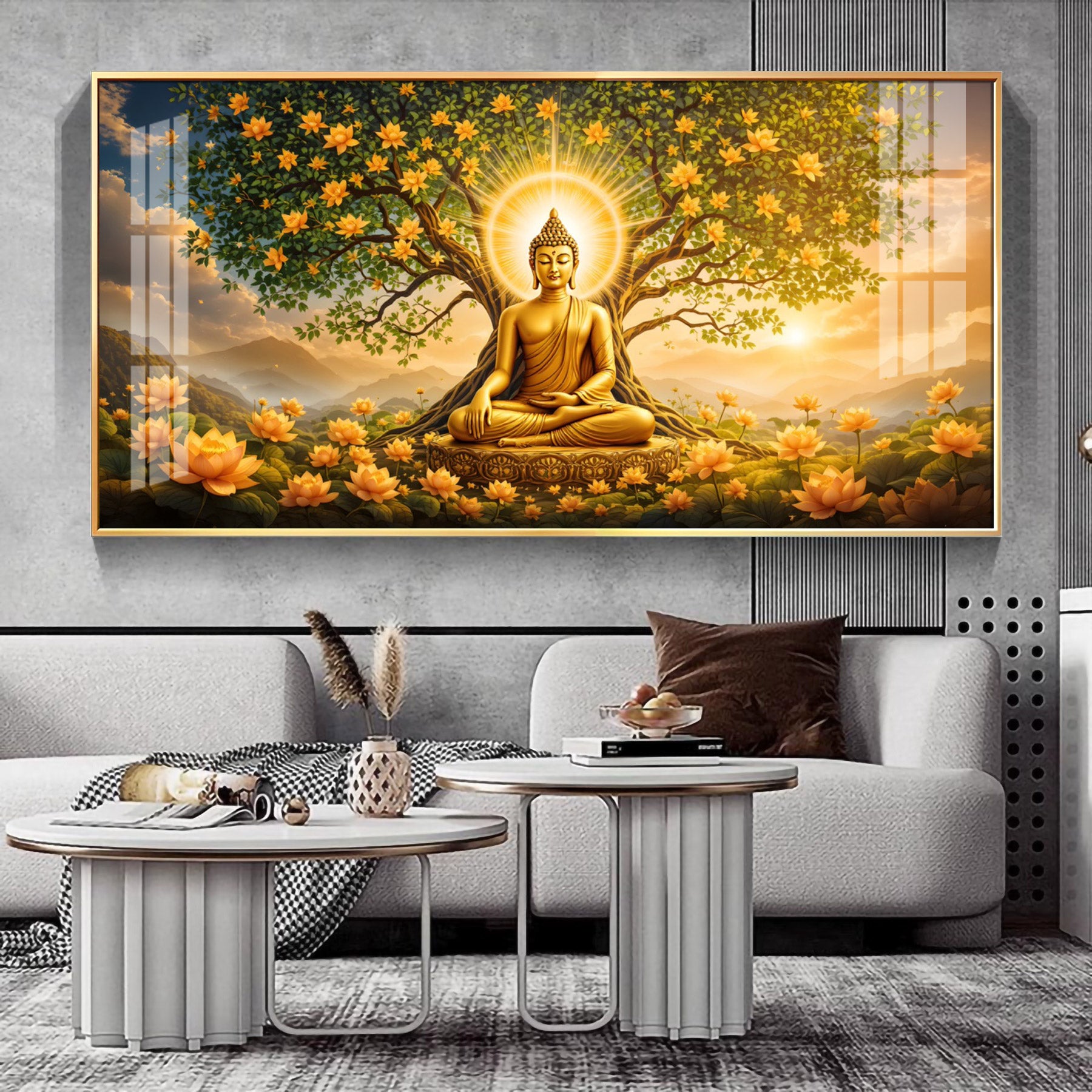 Buddha Meditating In Dayspring Premium Acrylic Horizontal Wall Art