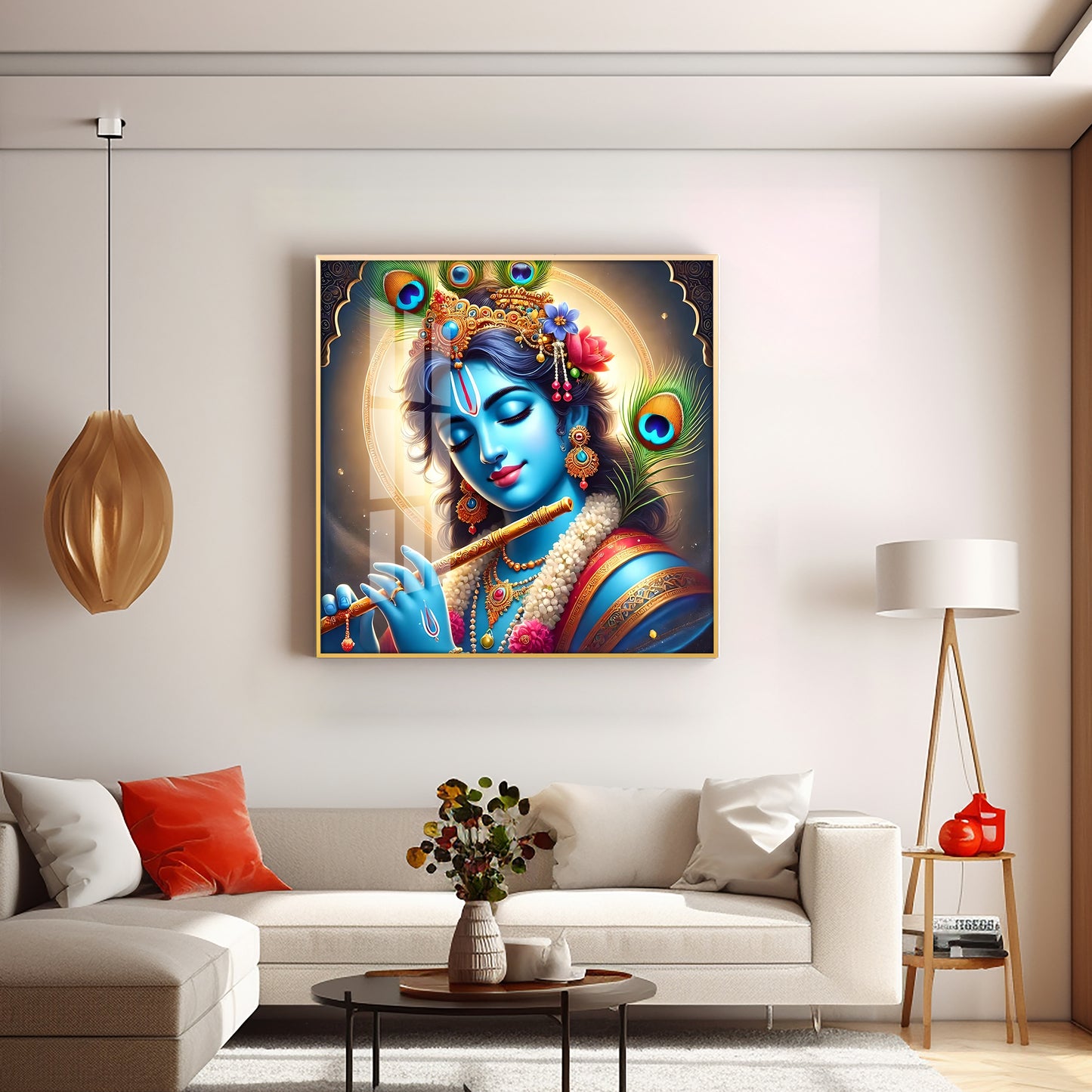 Spiritual Aura Of Krishna Premium Acrylic Square Wall Art