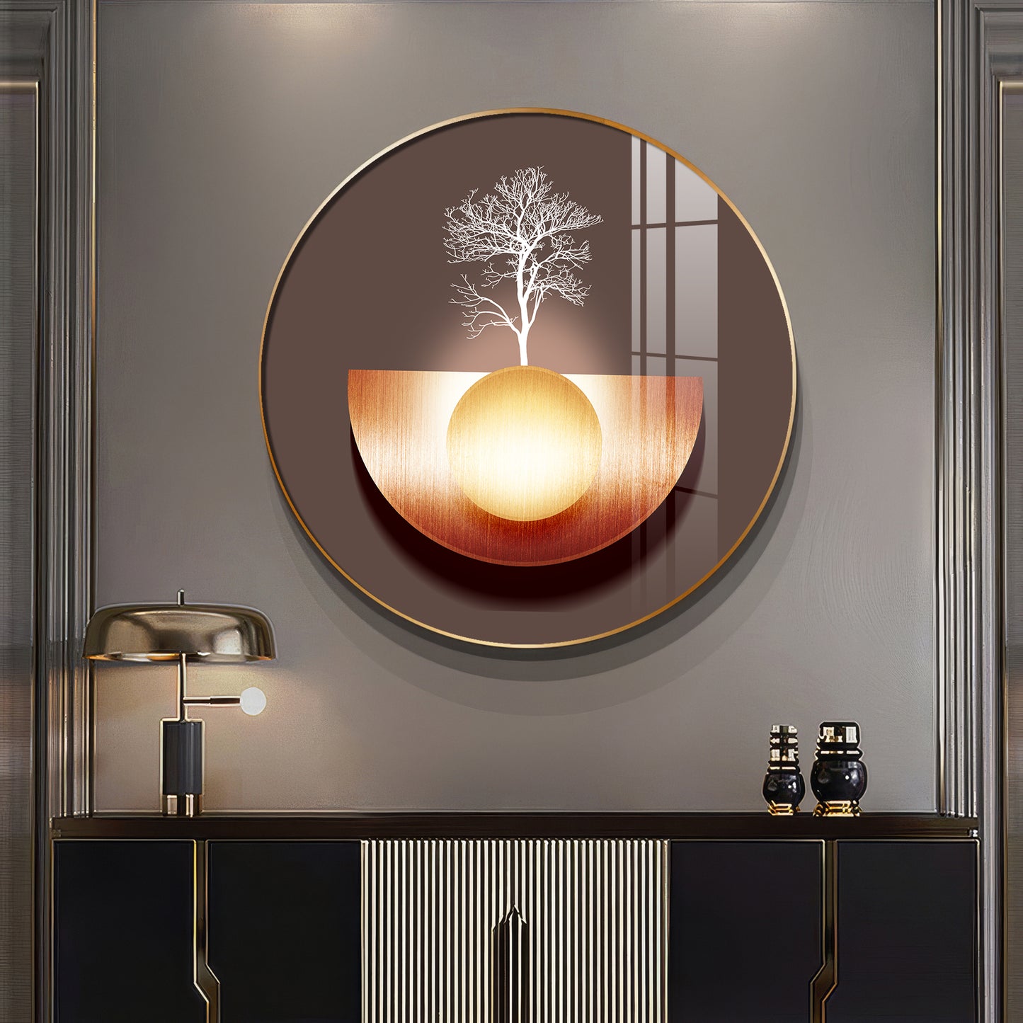 Reflective Arbor Premium Acrylic Round Wall Art