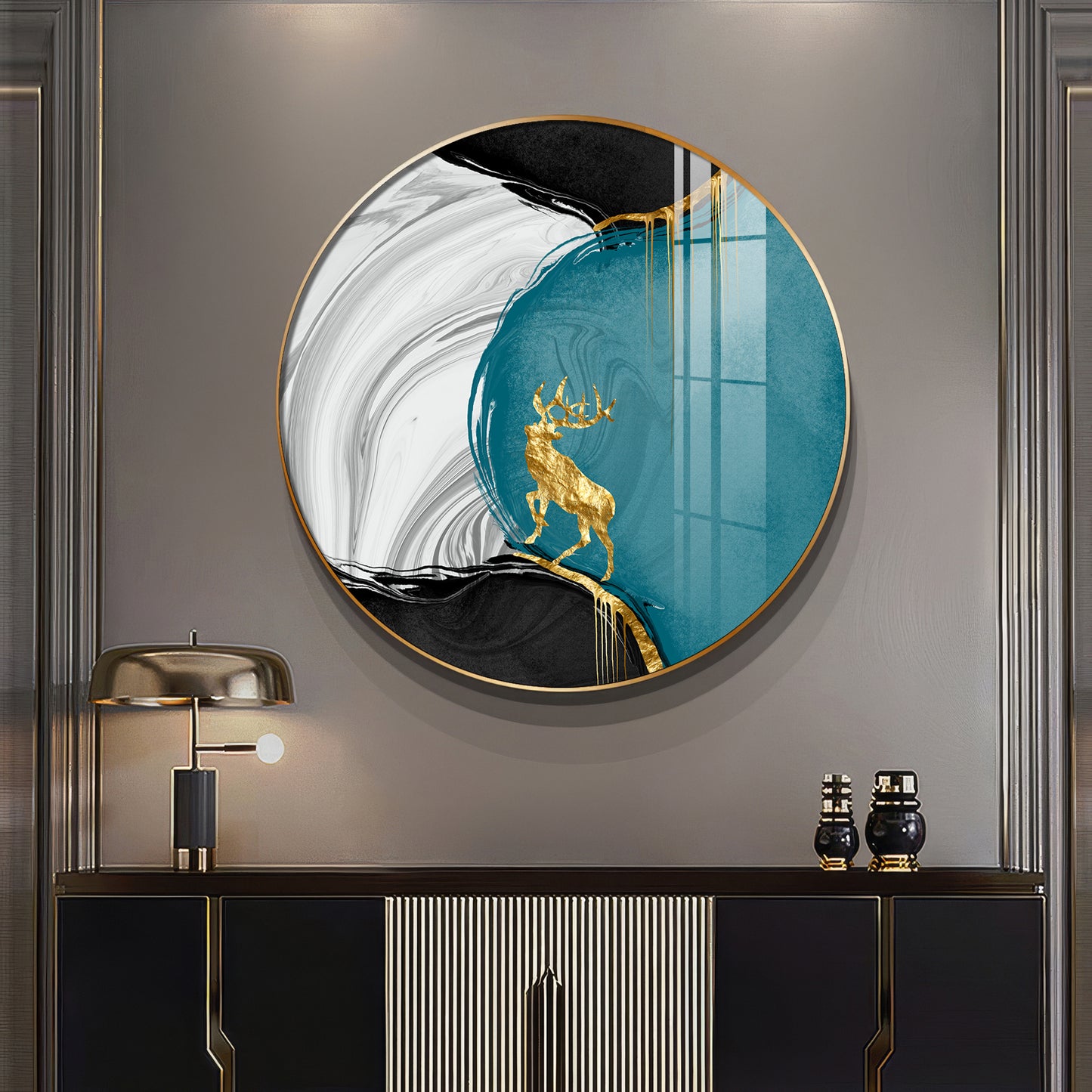 Chromatic Abstract Premium Acrylic Round Wall Art