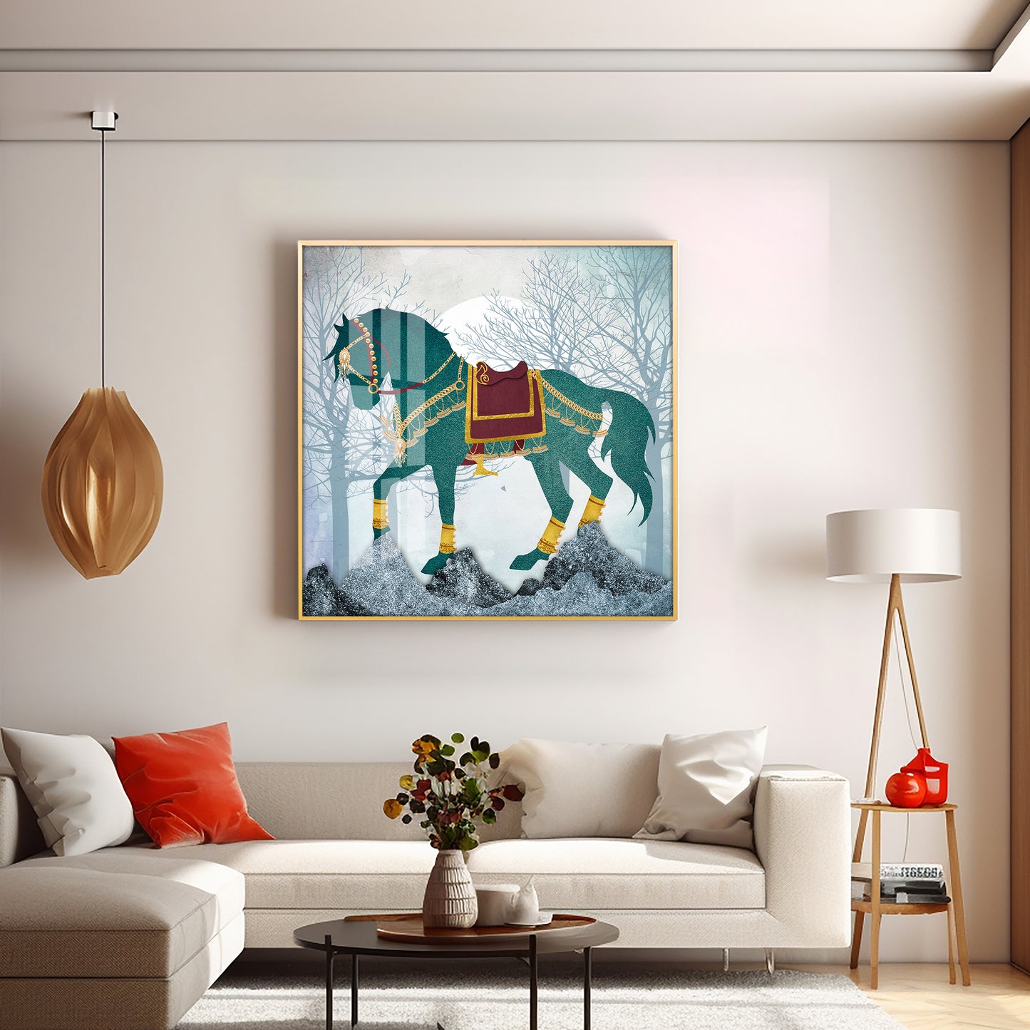 European Abstract Three-Dimensional Horse Premium Acrylic Square Wall Art