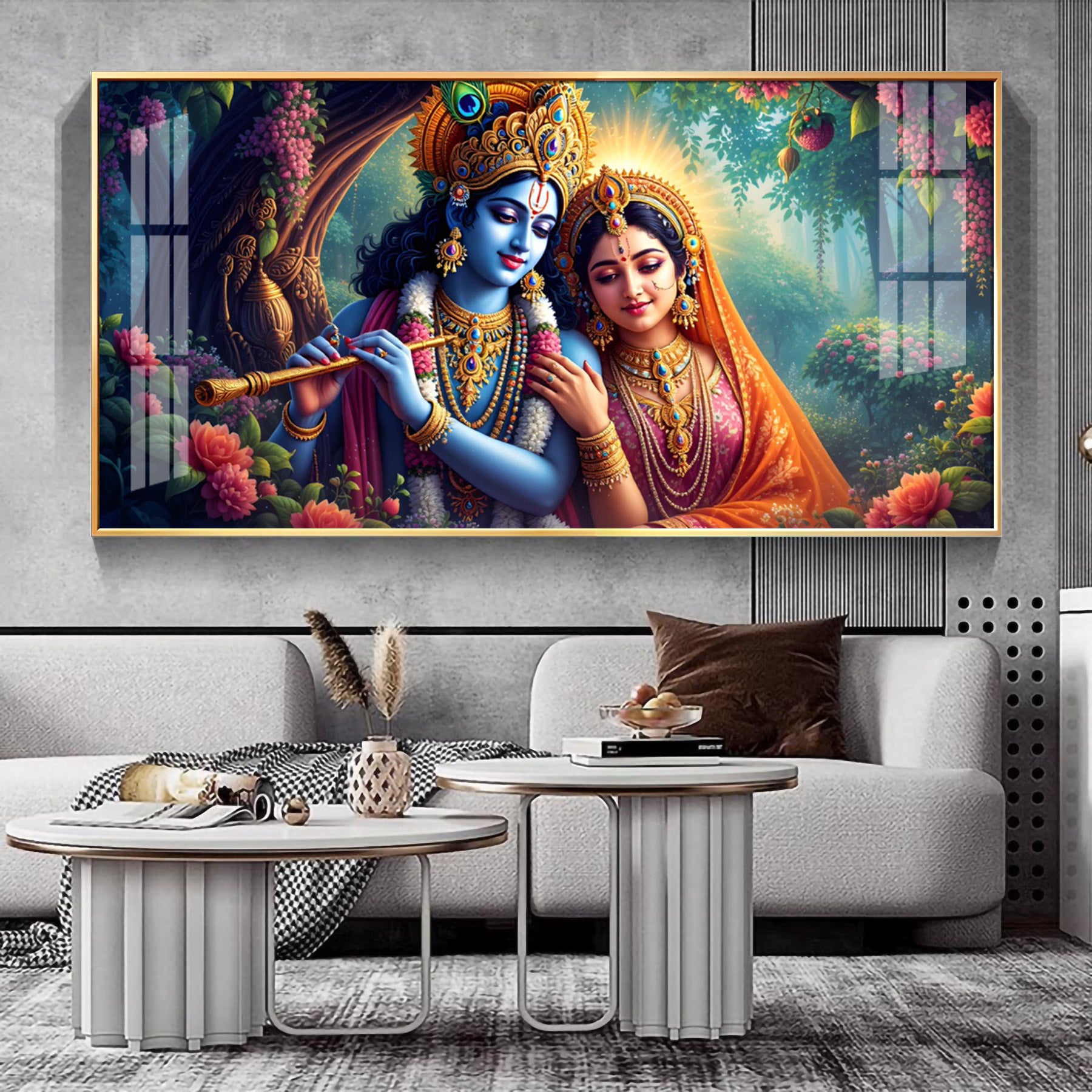 The Krishna-Radha Masterpiece Premium Acrylic Horizontal Wall Art