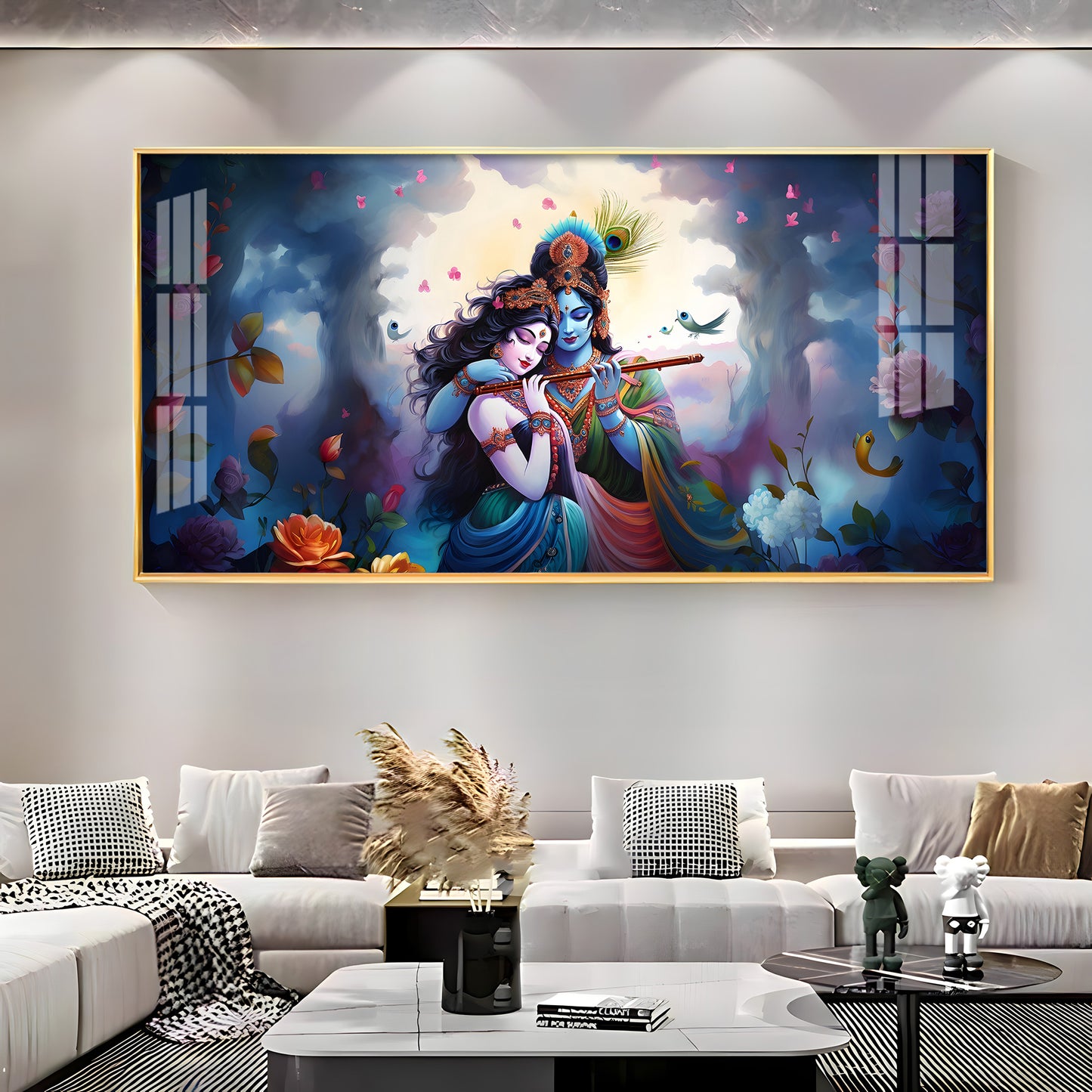 Astounding Love Of Radha Krishna Premium Acrylic Horizontal Wall Art