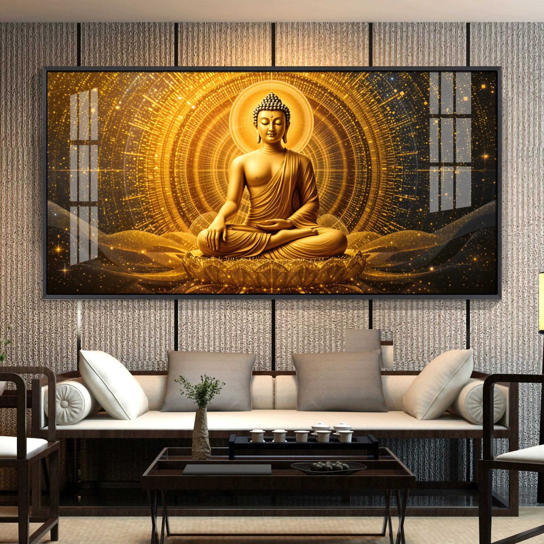 Golden Buddha Bliss Premium Acrylic Horizontal Wall Art
