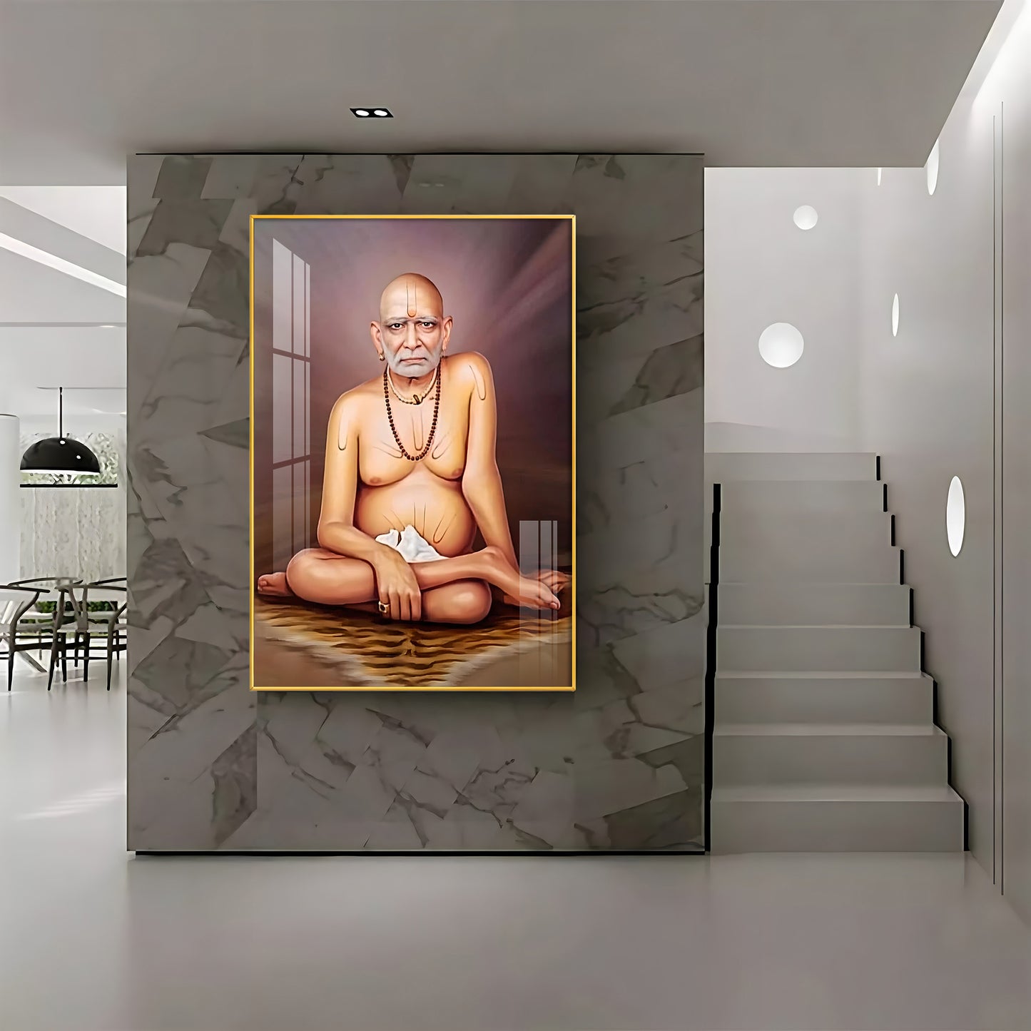 Noir Reflection Shri Swami Samartha Premium Vertical Acrylic Wall Art