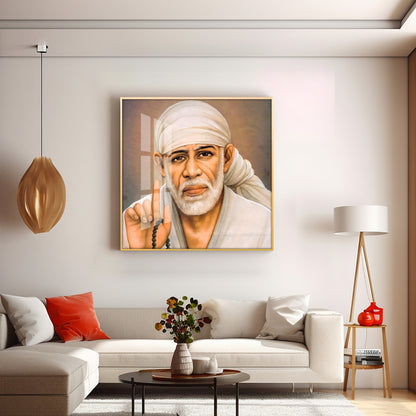 Om Sainath Premium Acrylic Square Wall Art