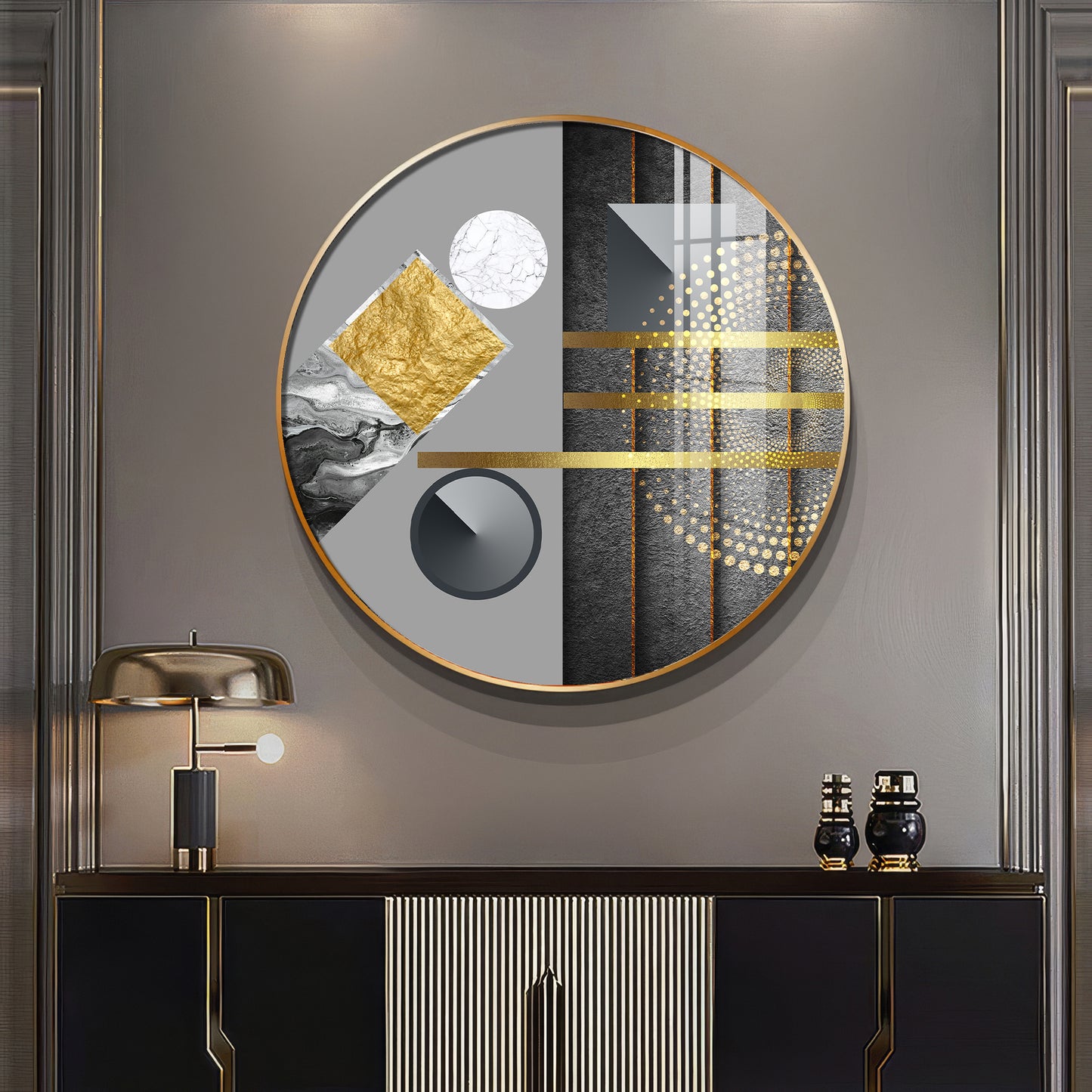Geometric Elegance Premium Acrylic Round Wall Art