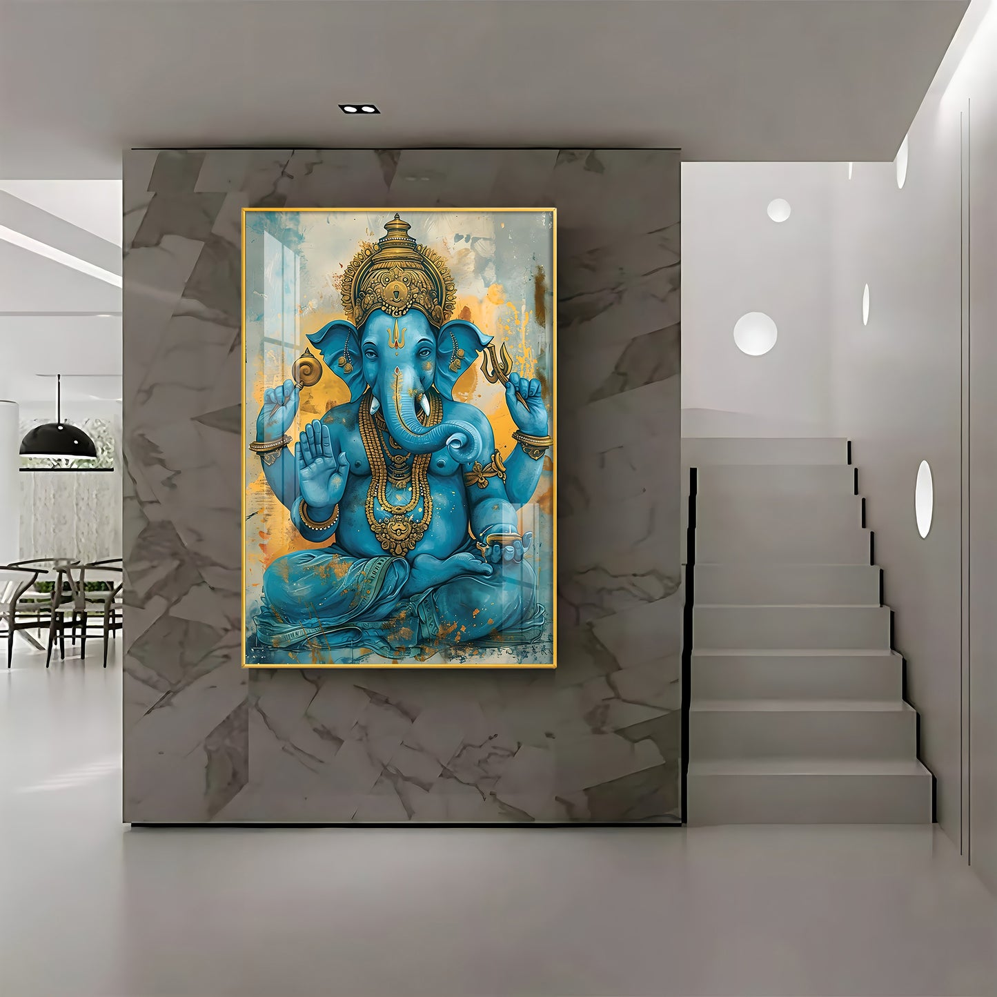 Majestic Blue Ganesha Premium Vertical Acrylic Wall Art