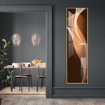 Golden White Wavy Lines Premium Acrylic Vertical Wall Art
