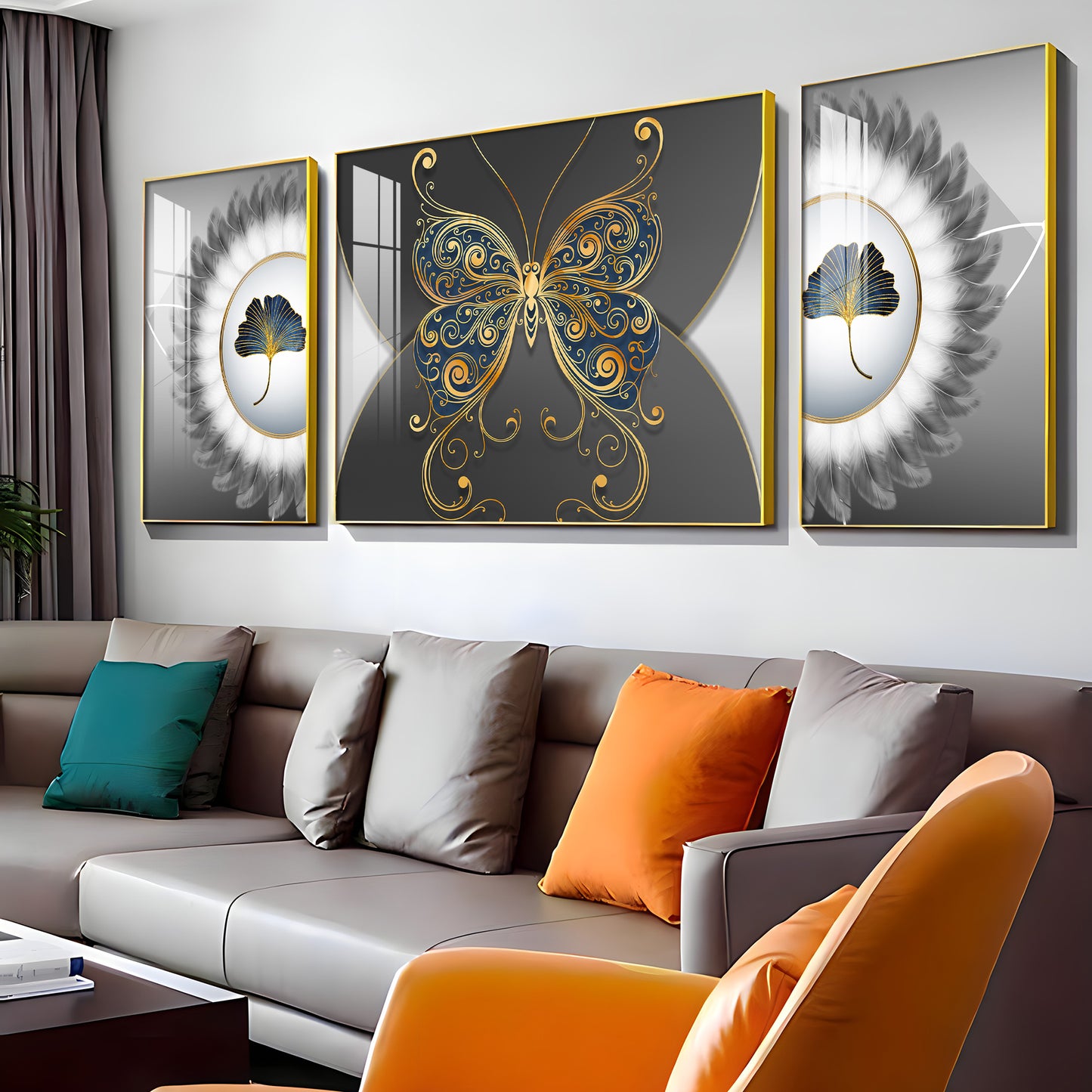 Jeweled Butterfly Premium Acrylic Wall Art (Set of 3)