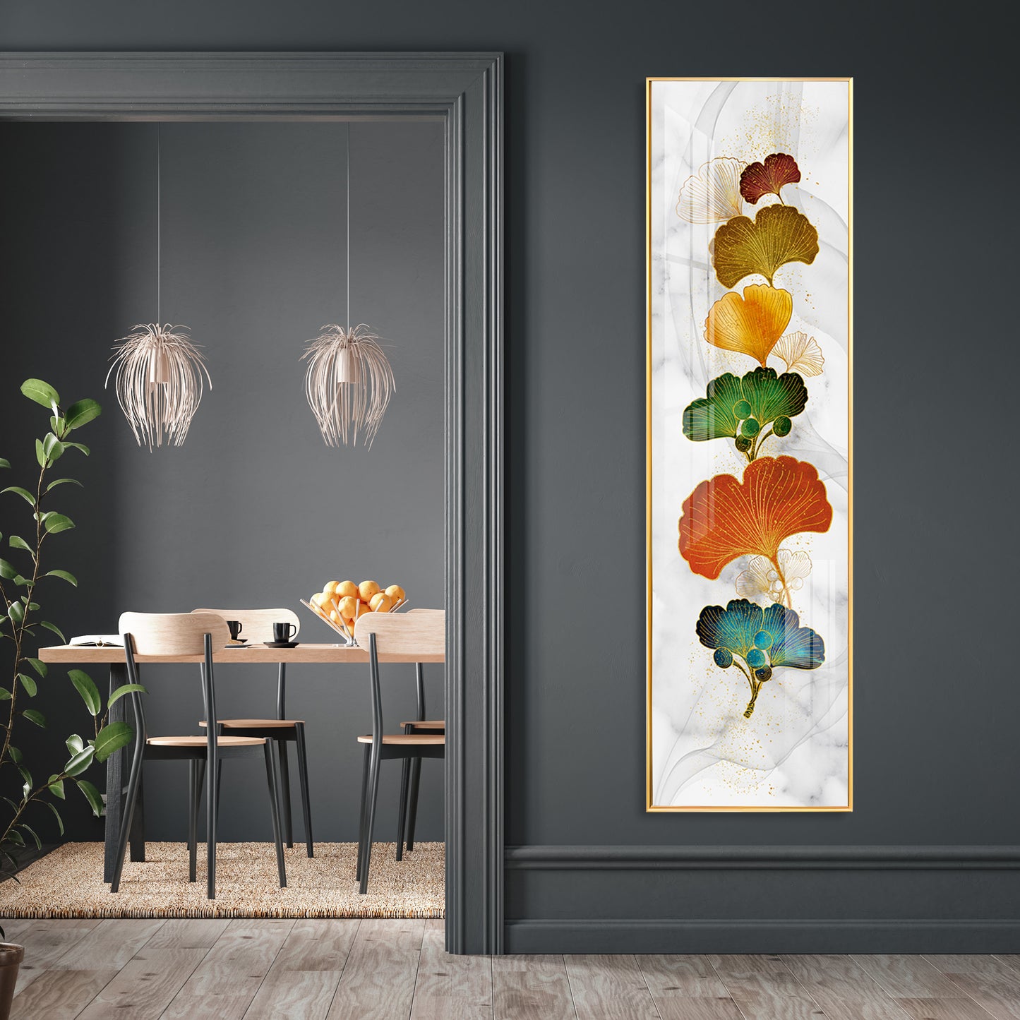 Ginkgo Leaves With White Background Premium Acrylic Vertical Wall Art