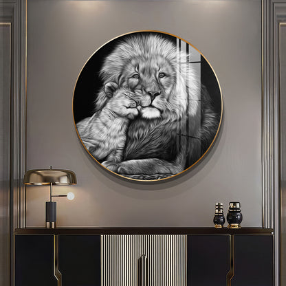 The Lion Emblem Premium Acrylic Round Wall Art