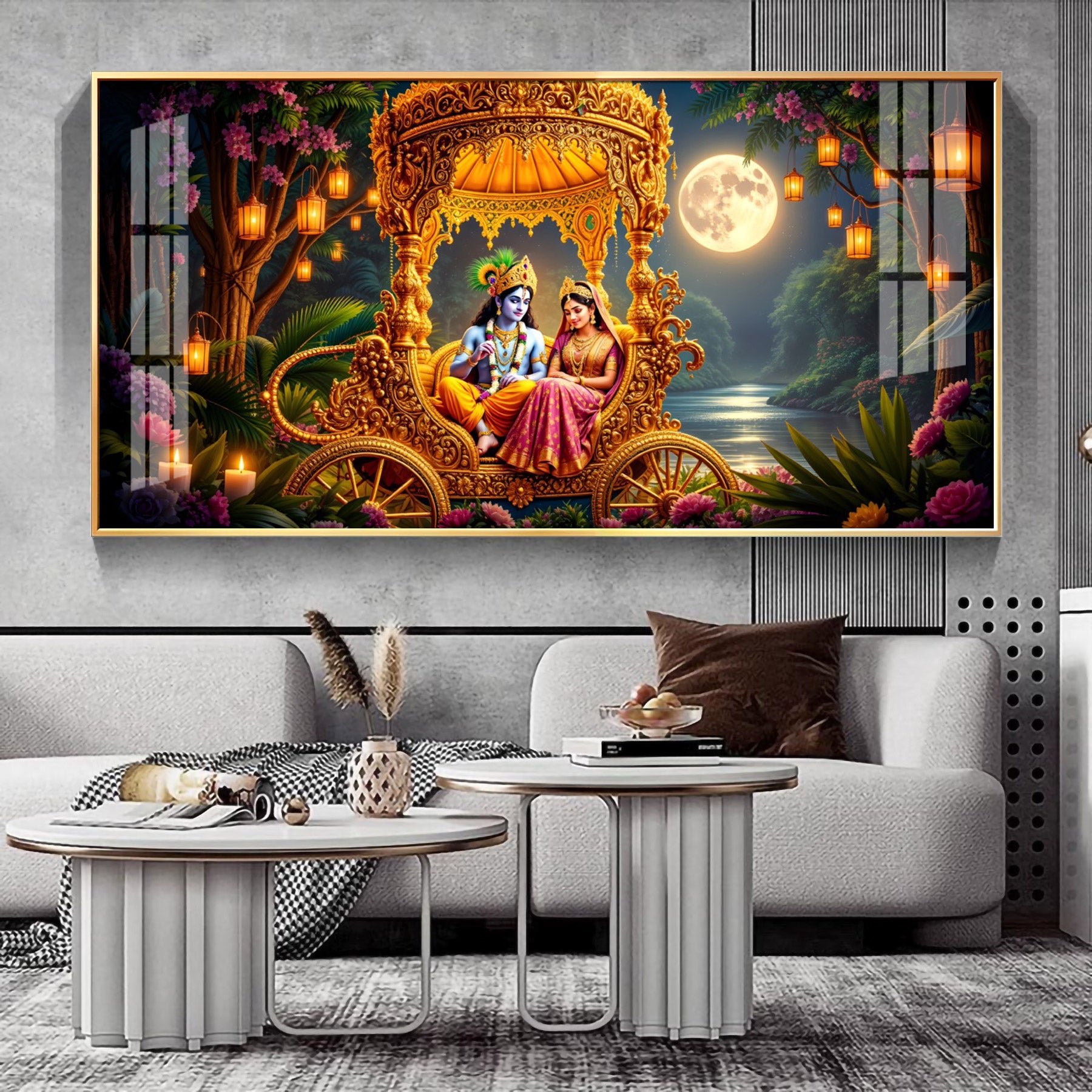 Krishna Radha Serenity Premium Acrylic Horizontal Wall Art
