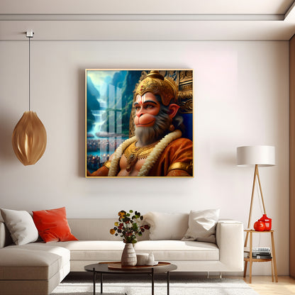 Legendary Hanuman Premium Acrylic Square Wall Art