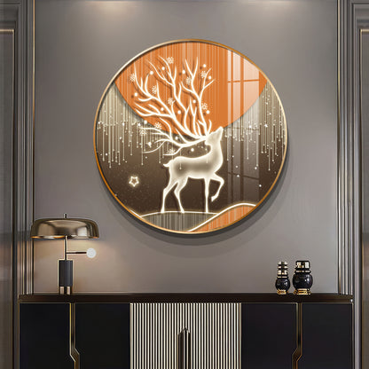 Luminious Deer Premium Acrylic Round Wall Art