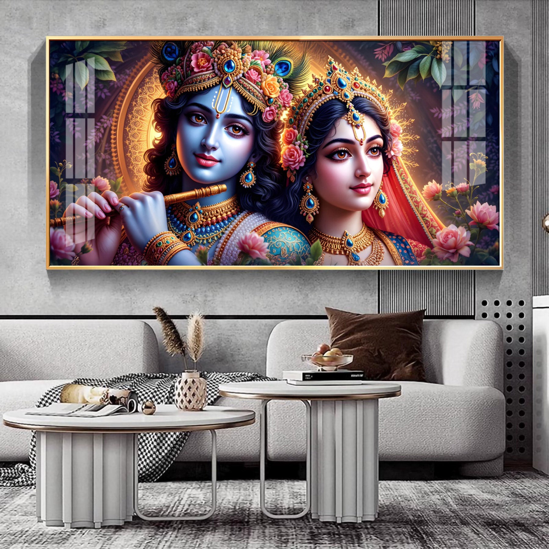 Krishna’s Flute, Radha’s Grace Premium Acrylic Horizontal Wall Art