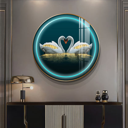 Swan Symphony Premium Acrylic Round Wall Art