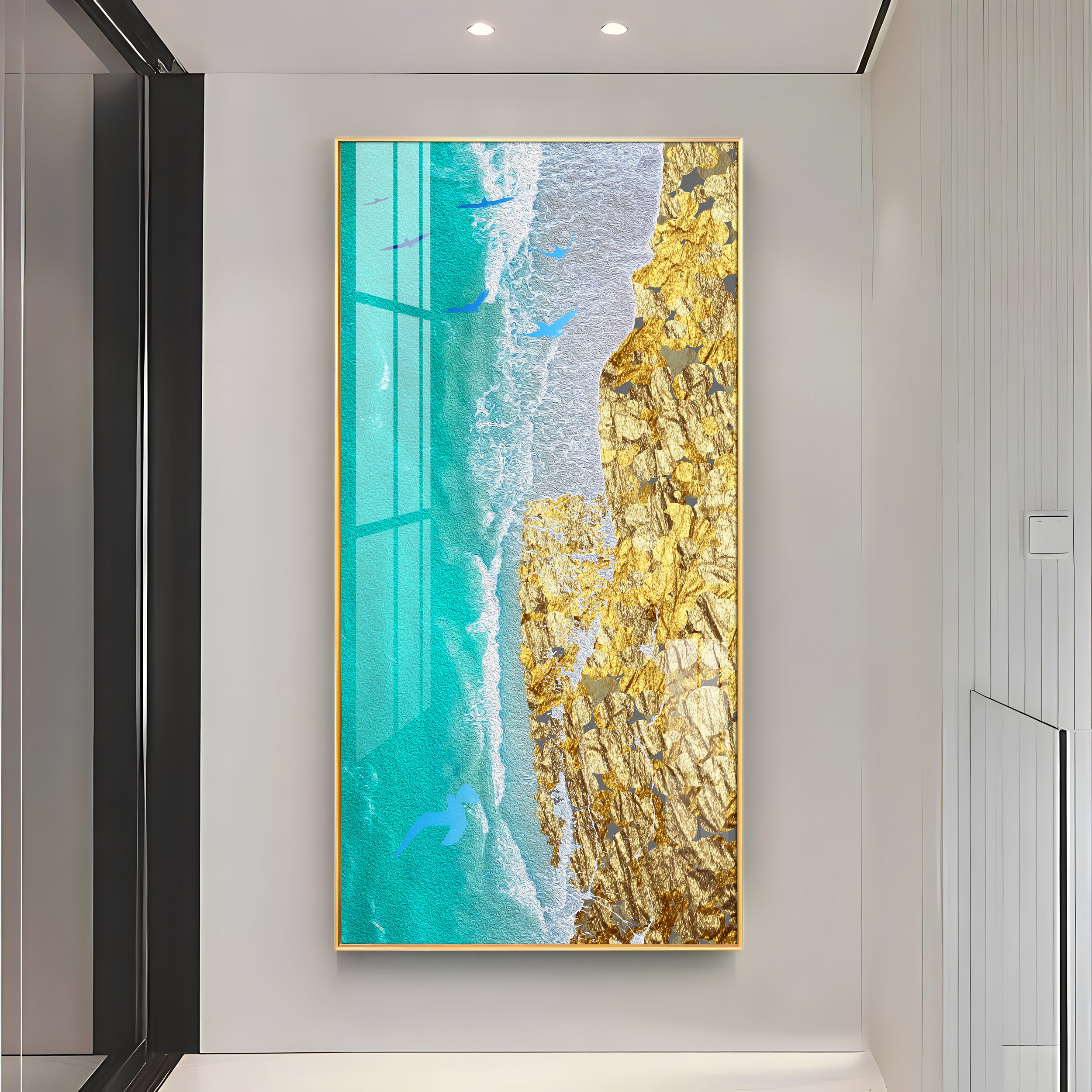 Beach of Gold Premium Acrylic Vertical Wall Art