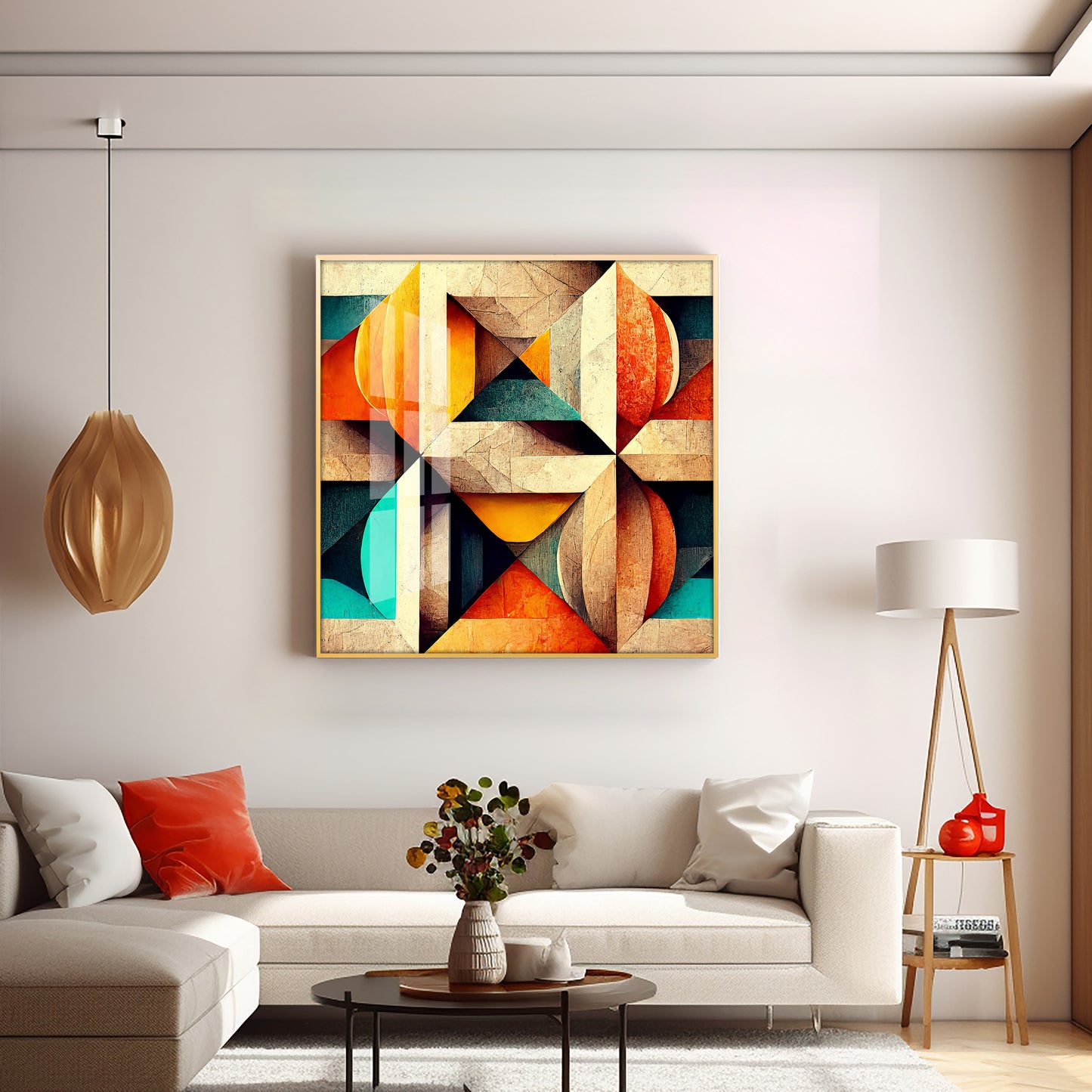 Seamless Pattern Shapes Premium Acrylic Square Wall Art