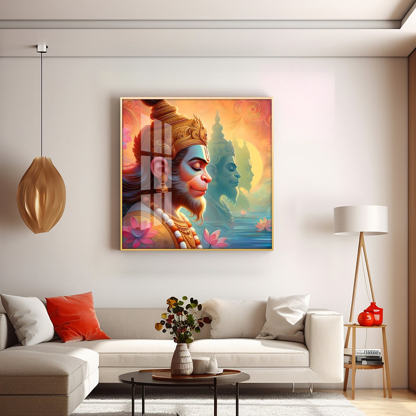 Hanuman ji Premium Acrylic Square Wall Art