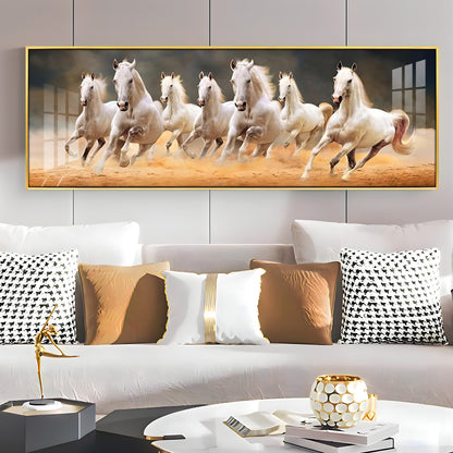 Seven Running Horses Premium Acrylic Horizontal Wall Art