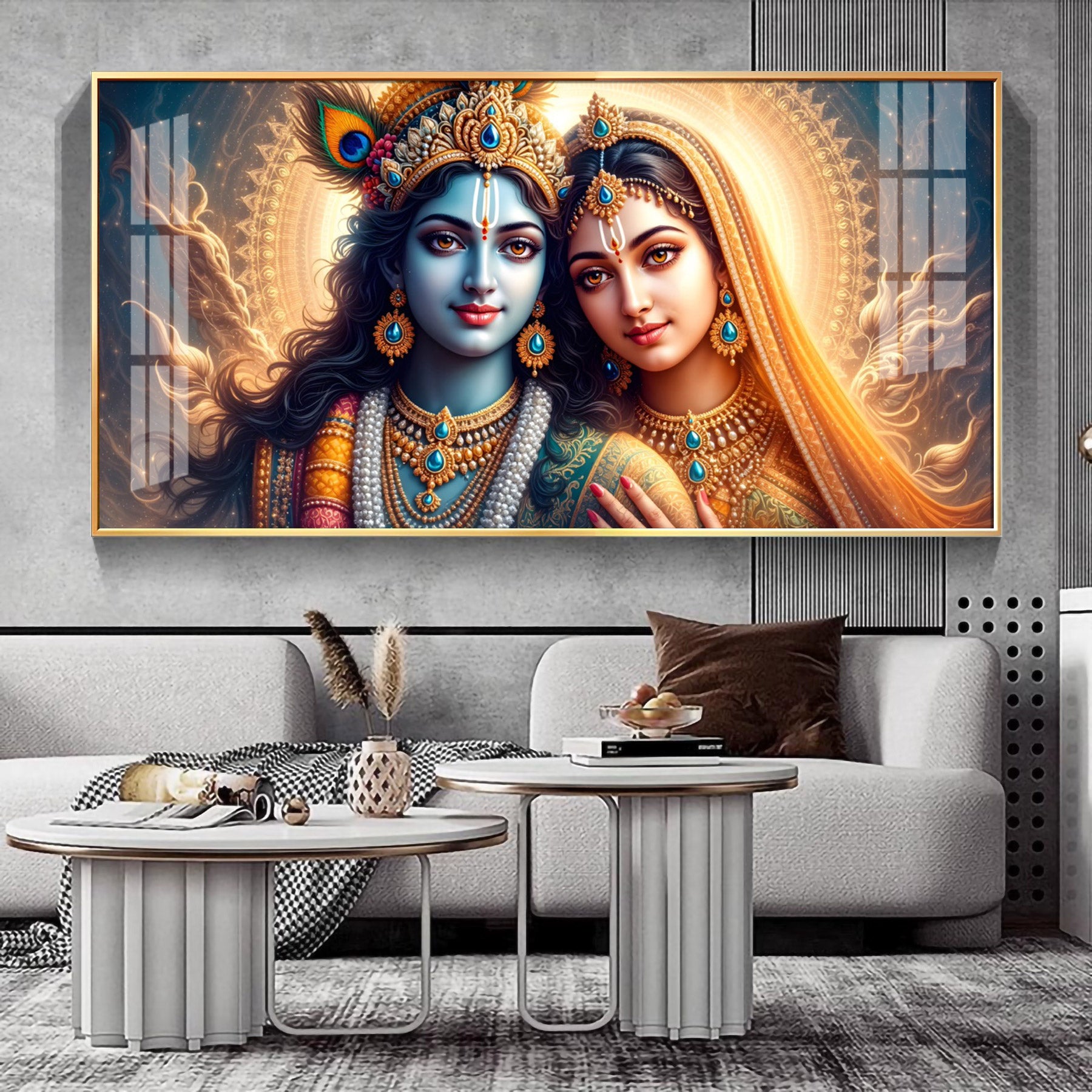 Krishna-Radha Masterpiece Premium Acrylic Horizontal Wall Art