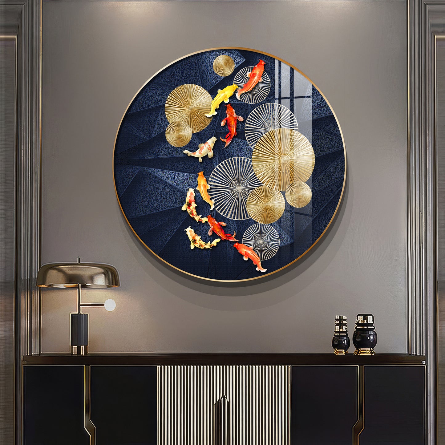 Goldfish Emblem Premium Acrylic Round Wall Art