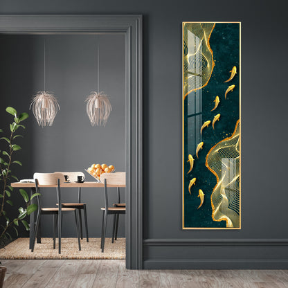 Glittering Fishes Premium Acrylic Vertical Wall Art