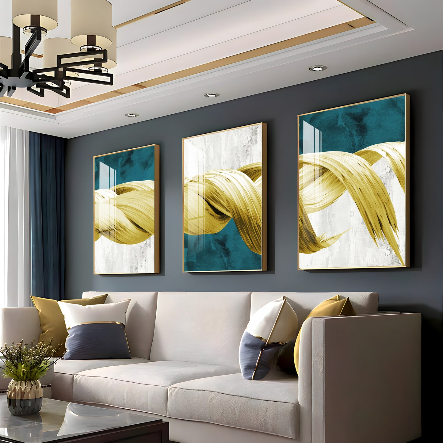 Golden Knot Premium Acrylic Wall Art (Set of 3)