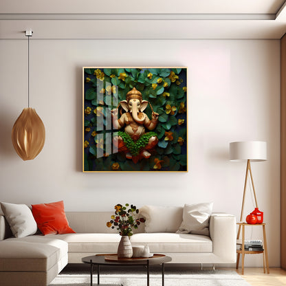 Eco-Friendly Ganpati Premium Acrylic Square Wall Art