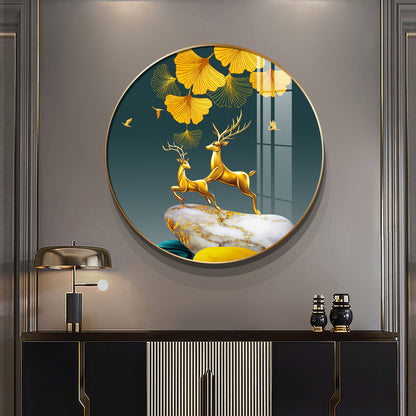 Dancing Antlers Premium Acrylic Round Wall Art