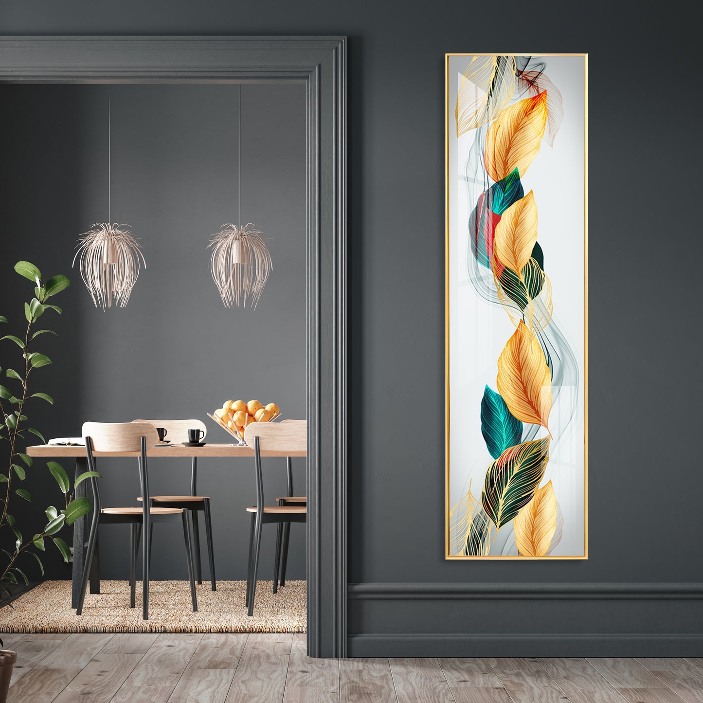 Flowing Leaves Premium Acrylic Vertical Wall Art