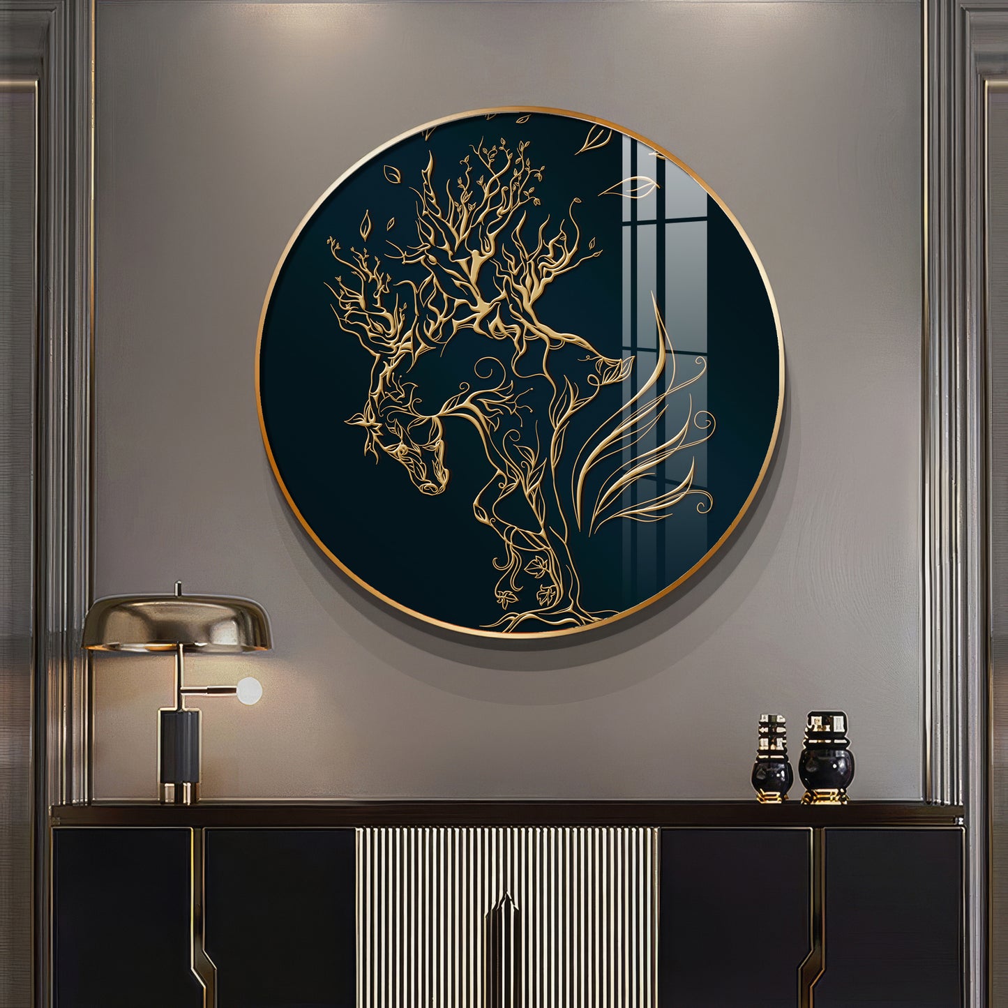 Golden Halo Premium Acrylic Round Wall Art