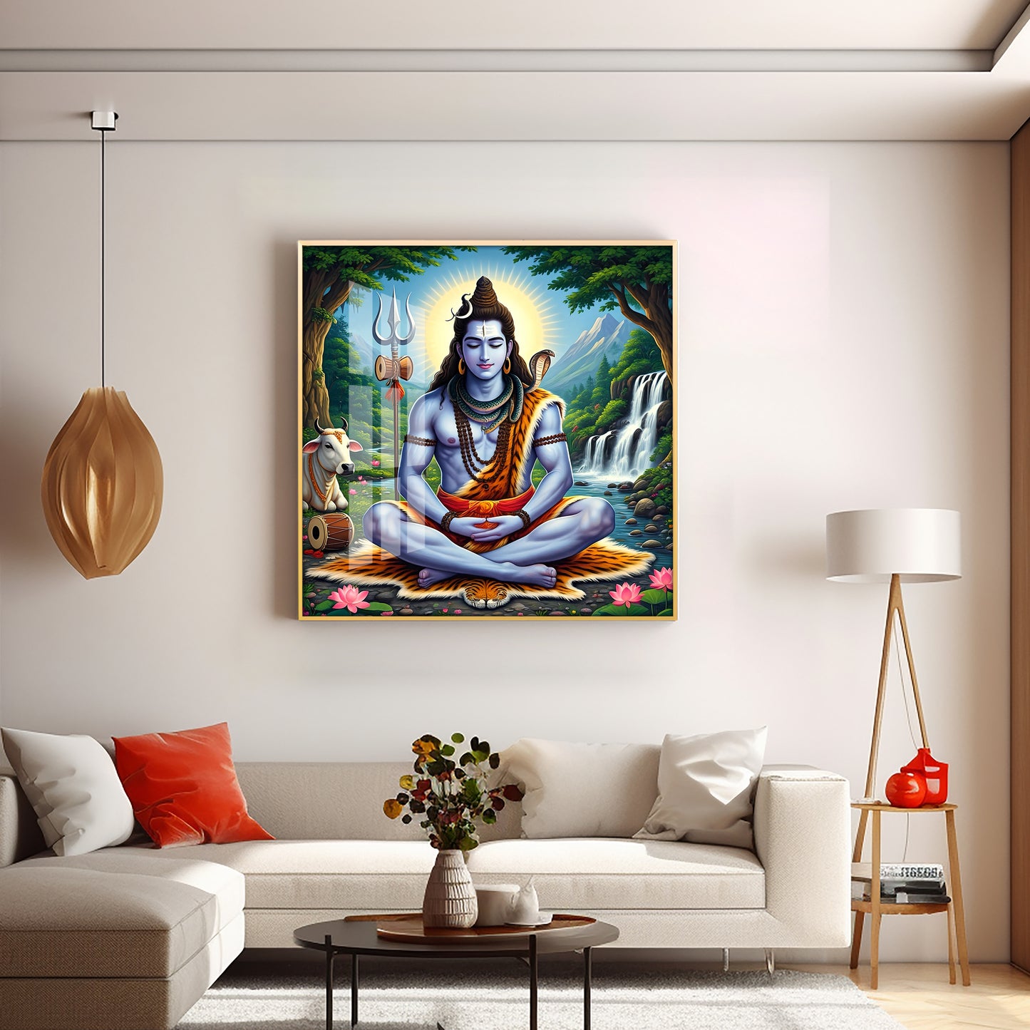 Lord Shiva in Contemplation Premium Acrylic Square Wall Art