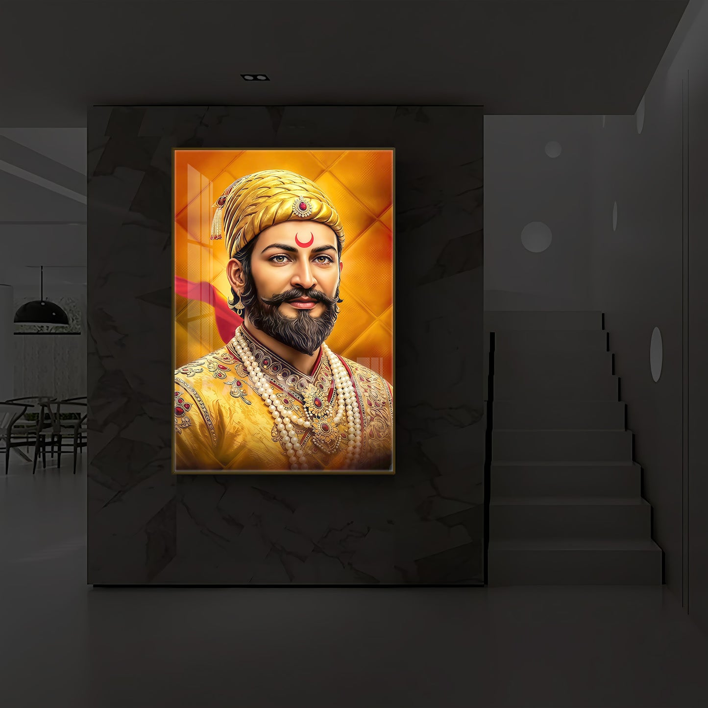 Chhatrapati Shivaji Modern Luxury Backlight Vertical Wall Art